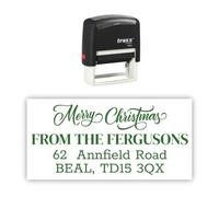 Traxx 9012 Personalised Christmas Self Inking Rubber Stamp - Merry Christmas with 3 Lines of Custom Text in Green Ink