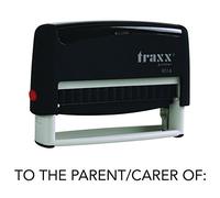 Traxx 9016 70 x 10mm - Stock Self-Inking School Rubber Stamp - to The Parent/Carer of Stamp in Black Ink