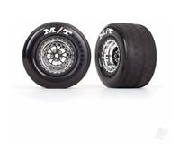 Traxxas 1/10 Weld Chrome Black Rear Wheels Tyres MT Drag 2pc TRX9475R