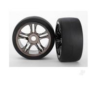 Traxxas 1/7 Black Chrome Split-Spoke Rear Wheels Slick TRX6479