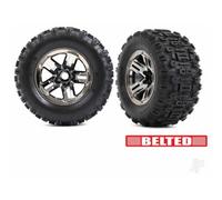 Traxxas 1/8 Sledgehammer Tyres 3.8in Black Chrome Wheels Assembled TRX9573A