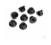 Traxxas 5mm Flanged Nylon Locking Nuts Black Steel Pack of 8 TRX8447