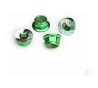 Traxxas 5mm Flanged Nylon Locking Nuts Green Anodised Aluminium Serrated TRX8447G