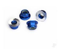 Traxxas 5mm Flanged Nylon Locking Wheel Nuts Blue Anodised Aluminium TRX8447X