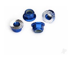 Traxxas 5mm Flanged Nylon Locking Wheel Nuts Blue Anodised Aluminium TRX8447X