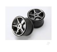 Traxxas Gemini 3.8 Inch Black Chrome Wheels Pre-glued Talon Tyres 1/8 Scale TRX5372X