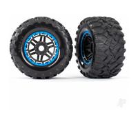 Traxxas Maxx MT Wheels Tyres Assembled Glued 1/10 Blue TRX8972A
