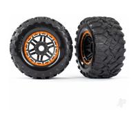 Traxxas Maxx MT Wheels Tyres Assembled Glued 1/10 Orange TRX8972T