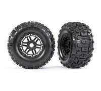 Traxxas Sledgehammer Tires & Wheels glued (Black Wheels)