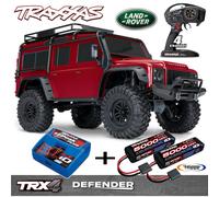 Traxxas TRX-4 Land Rover Defender Red + 2X 5000 MAH Lipo Akku + Id-Lader save