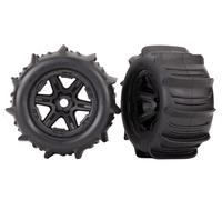 Traxxas TRX8674 Tires & Wheels Mounted Black 3.8 Paddle (2)