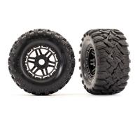 Traxxas TRX8972 Tire Mounted on Rim Rim Black Maxx All-Terrain Rei