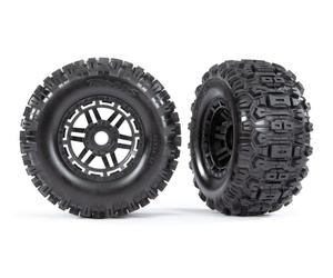 Traxxas TRX8973 Tires On Rim Black (Dual Profile 2.8/3.6) Sledgehammer MAXX