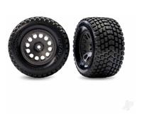 Traxxas Tyres & wheels, assembled (charcoal grey wheels, dual profile (2.1" outer, 2.6" inner), Gravix tyres, foam inserts) (front) (left & right) TRX10772-GRAY