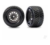 Traxxas Tyres & wheels, assembled (charcoal grey wheels, dual profile (2.1" outer, 2.6" inner), Gravix tyres, foam inserts) (rear) (left & right) TRX10775-GRAY