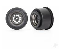 Traxxas Weld Satin Black Chrome 1/10 RC Drag Wheels with Mickey Thompson Tyres TRX9473A