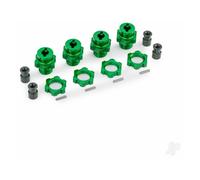 Traxxas Wheel hubs, splined, 17mm, short (Green-anodised) (4), wheel nuts, splined, 17mm (Green-anodised) (4), hub retainer M4 X 0.7 (4), axle pin (4) (for use with #9080 upgrade kit) TRX9086-GRN