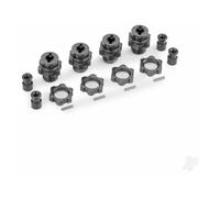 Traxxas Wheel hubs, splined, 17mm, short (Grey-anodised) (4), wheel nuts, splined, 17mm (Grey-anodised) (4), hub retainer M4 X 0.7 (4), axle pin (4) (for use with #9080 upgrade kit) TRX9086-GRAY