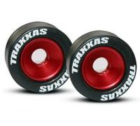 Traxxas Wheels, (Red-Anodised Alumin) 5X8mm Bb, Axles, Rubber Tires
