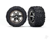 Traxxas Wheels & Tyres, assembled, glued (2.8") (RXT black chrome wheels, Talon EXT Tyres, foam inserts) (2WD electric rear) (2) (TSM rated) TRX6774X