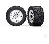 Traxxas Wheels & Tyres, assembled, glued (2.8") (RXT Satin Chrome wheels, Talon EXT Tyres, foam inserts) (4WD electric front/rear, 2WD electric front only) (2) (TSM rated) TRX6773R