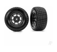 Traxxas Wheels & Tyres, Assembled, Glued (dirt oval, Graphite Grey wheels, Hoosier tyres, foam inserts) (2) (2WD front only) TRX10473