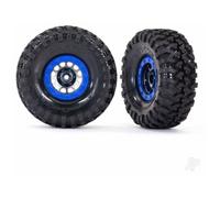 Traxxas Wheels & Tyres, Assembled, Glued (Method 105 1.9' Black Chrome, Blue beadlock style wheels, Canyon Trail 4.6x1.9' tyres, foam inserts) (1 left, 1 right) TRX8182