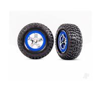 Traxxas Wheels & Tyres, Assembled, Glued (SCT Chrome, Blue beadlock style wheels, BFGoodrich Mud-Terrain T/A KM2 Tyres, foam inserts) (2) (4WD front/rear, 2WD rear only) TRX5867A