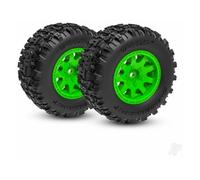 Traxxas Wheels & Tyres, Assembled (Green wheels, dual profile (2.1" outer, 2.6" inner), Sledgehammer tyres, foam inserts)) (front) (2) TRX10771-GRN