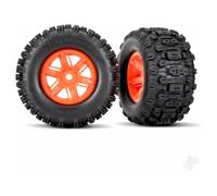 Traxxas X-Maxx 1/7 Sledgehammer Tyres Orange Wheels Pair TRX7774T