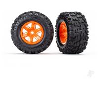 Traxxas X-Maxx Wheels and Tyres 1/7 Maxx AT Orange Assembled Glued TRX7772T
