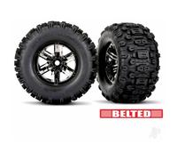 Traxxas X-Maxx Wheels Tyres Assembled Glued 1/7 Black Chrome Sledgehammer TRX7871X