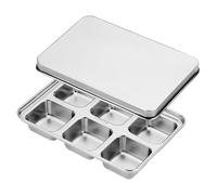 Tray - 304 Stainless Steel 6 Compartment | Stainless Steel Tray with Lid Easy Release Metal Mold Large Cubee Maker | Reusable Chilling Solution for Cocktails Beverages Parties A