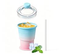 Tray Cup - Twist Open Chamber, 325ml Foldable Iced Coffee Making | Graduated Capacity Marks, Removable Grid Tray, Wide Mouth Fill Opening, BPA Free Material for Poolside Apartment