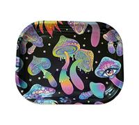 Tray God Rolling Tray “Neon Mushrooms” 5.5” x 7 Tobacco Smoke Accessories -