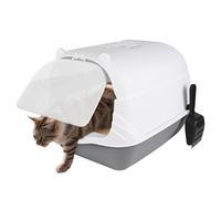 Tray Hooded Toilet Charcoal Filter Extra Deep Anti-Spillage Kittens Cats Enclosed Box Pan Loo Filter Flap Door Detachable Rim Rounded Corners Safe Durable Fully Enclosed Portable Cat Toilet