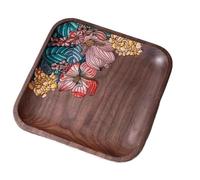 Tray, Key storage entryway ornaments walnut high-grade household solid wood tray doorway premium Chinese shelf(Small size 16cm)