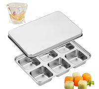 Tray Made of Stainless Steel, Ice Cream Moulds for Cocktails - Stainless Steel Reusable Ice Block Mould for Coffee Drinks Baby Food Breast Milk Kitchen Household Restaurant Travel Camping