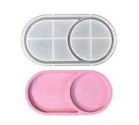 Tray Mould - Clear Epoxy Resin Casting Mould | Silicone Oval Tray Mould | 2-in-1 Round Oval Dish Plaster Môld, Multi-Size Silicone Môld For Jewellery Storage, Safe Sturdy Craft Supply For Bathroom
