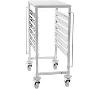 Tray Trolley Stainless Steel for 6 x GN 1/1 Long-side Loading 90 kg 2 Safety Rails Royal Catering - GN Container Trolleys by Silver