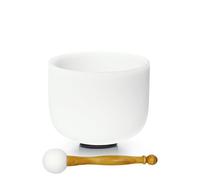 TRAYAYA 417hz Solfeggio Frequency Zeal Chakra Frosted Quartz Crystal Singing Bowl 8 Inch G# Note For Meditation Sound Bath,Rubber Mallet And Oring Included
