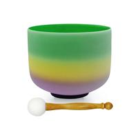 TRAYAYA F Note Heart Chakra Rainbow Frosted Quartz Crystal Singing Bowl 432Hz 8 Inch with rubber mallet,o-ring