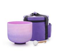 TRAYAYA Rainbow F Note Heart Chakra Pink-Puprle Color Frosted Quartz Crystal Singing Bowl 8 Inch With Carrying Case,for Yoga,Meditation and Sound Healing