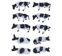 Trayne 1:87 Scale HO/OO Gauge Model Railway Cows, 10-Pack Realistic Black & White Farm Animals For OO Scale Layouts