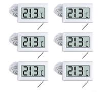 Trayne 6-Pack Digital Thermometer With External Probe, -50°C To 110°C Range, 1 Meter Cable, For Refrigerators, Freezers, And Aquariums(White)