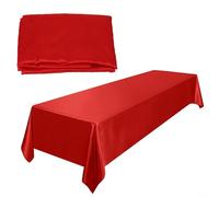 Trayne Table Cloth Satin Rectangle Tablecloth 145X260cm Water Resistant Polyester For Wedding Banquet Dining Party ()(Red)