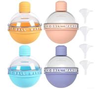 Trayneel 4 Pack Silicone Ice Ball Maker Molds for Whiskey Cocktails Round 2.5 Inch Large Slow Melting Ice Cubes Candy Color Set(Combination pack)