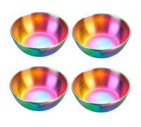 Trayneel 4 Pcs Stainless Steel Sauce Dishes Saucers Bowl Dipping Bowls Appetizer Plates Compact 8.2cm Size for Serving Sauces Snacks Nuts Hot Cold Resistant Stackable Dishwasher Safe for Ho(Colourful)