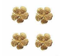 Trayneel 4pcs Flower Plum Blossom Napkin Rings Holder for Hotel Wedding Party Feast Dining Table Decoration Alloy Metal Gold White Silver Serviette Ring 1.7 Inch Diameter(Gold)