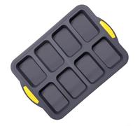 Trayneel 8-Cavity Silicone Loaf Pan with Stainless Steel Frame Non-Stick Baking Tray for Brownies Muffins Bread Cheesecakes and Homemade Soaps Grey